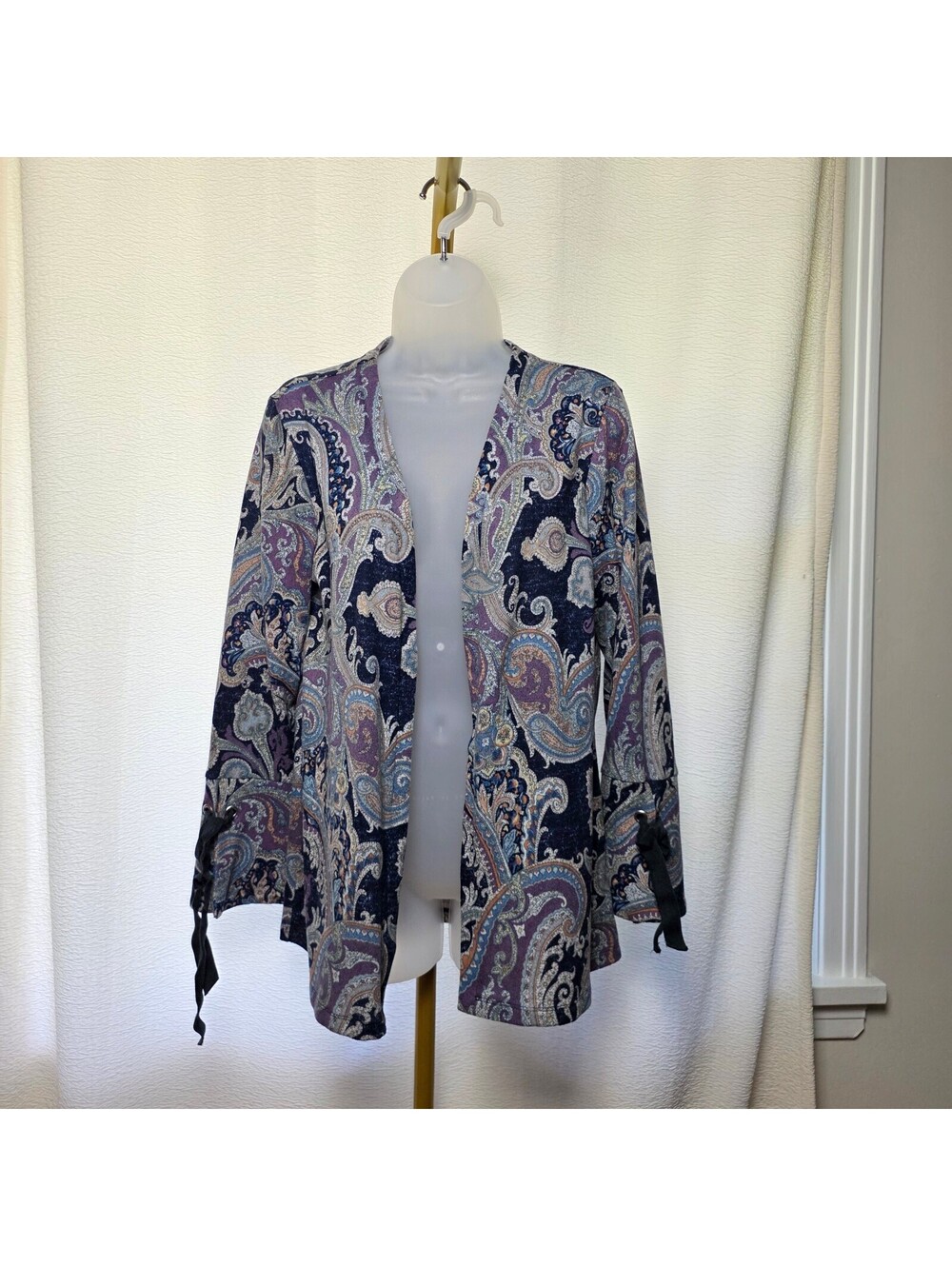 Westport Bohemian Paisley Flare Sleeve Open Cardigan - sz Sm